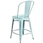 Flash Furniture Carly Contemporary Metal Slat Back Counter Stool, Distressed Green-Blue (ET353424DB)~#|#~sp134504914_sc7