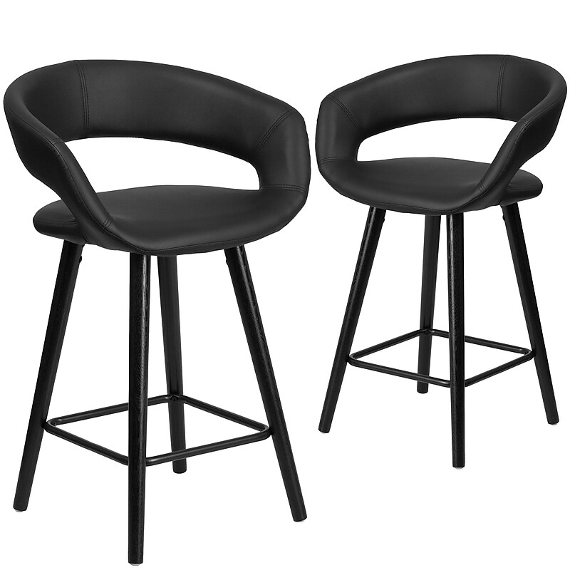 Flash Furniture Brynn Series Contemporary Vinyl Counter Height Stool, Black, 2-Pieces (2CH152561BKVY) image 1