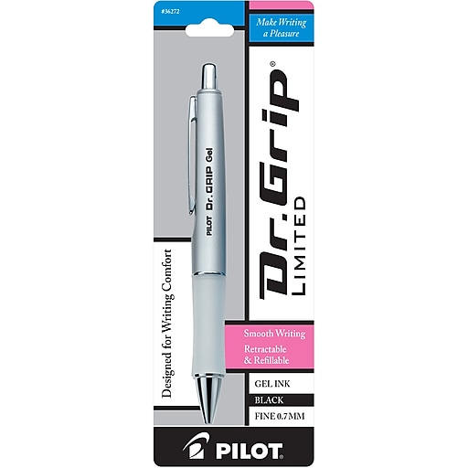 36272 Grip Limited Refillable & Retractable Gel Ink Rolling Ball Pen Fine Point PILOT Dr Metallic Platinum Barrel Black Ink Single Pen 