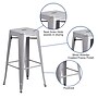 Flash Furniture Kai Industrial Metal Barstool without Back, Silver (CH3132030SIL)~#|#~sp134593619_sc7