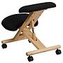 Flash Furniture Posey Armless Ergonomic Fabric/Wood Mobile Kneeling Office Chair, Black (WLSB210)~#|#~sp134594443_sc7