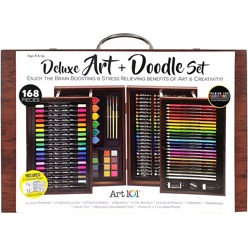 Art 101 Deluxe Art and Doodle Art Set, Assorted Colors, 168 Pieces (53168) image 1