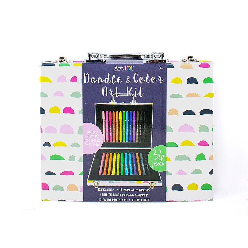 Art 101 Doodle and Color Art Set, Assorted Colors, 36 Pieces (61028) image 1