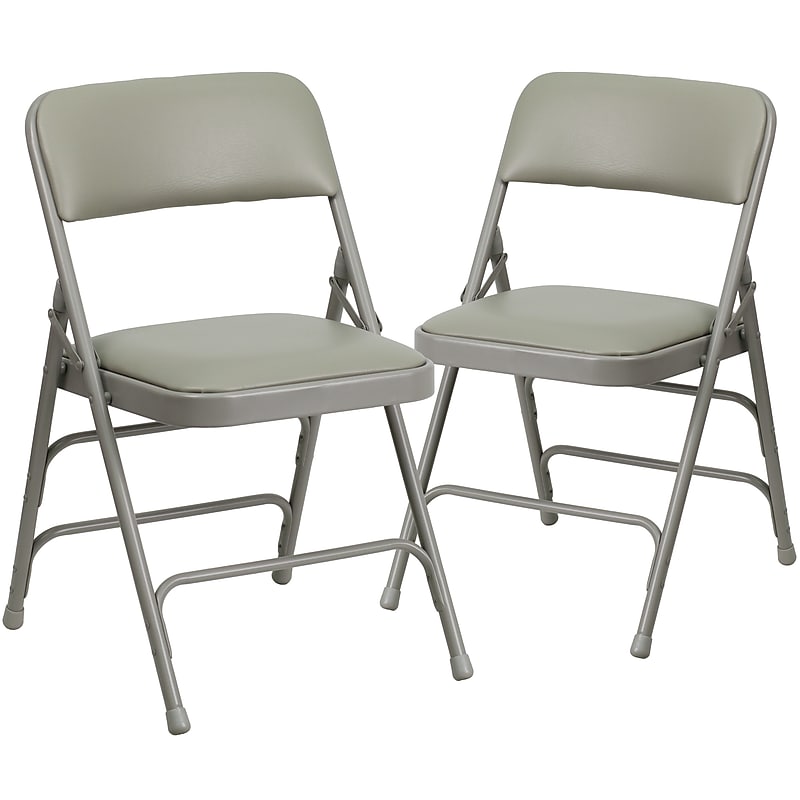 Flash Furniture HERCULES Series Vinyl Folding Chair, Gray, 2/Pack (2HAMC309AVGY) image 1