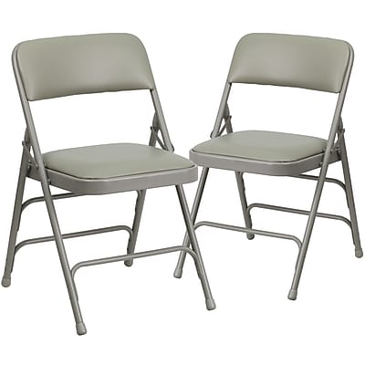 Flash Furniture HERCULES Series Vinyl/Metal Folding Chair, Gray, 2/Pack (2HAMC309AVGY) Simolary simolary.com