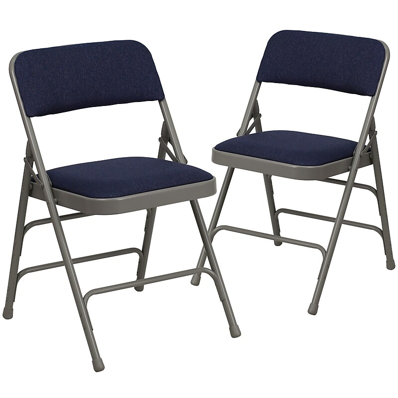 Flash Furniture HERCULES Series Fabric Folding Chair, Navy Blue, 2/Pack (2HAMC309AFNVY) image 1
