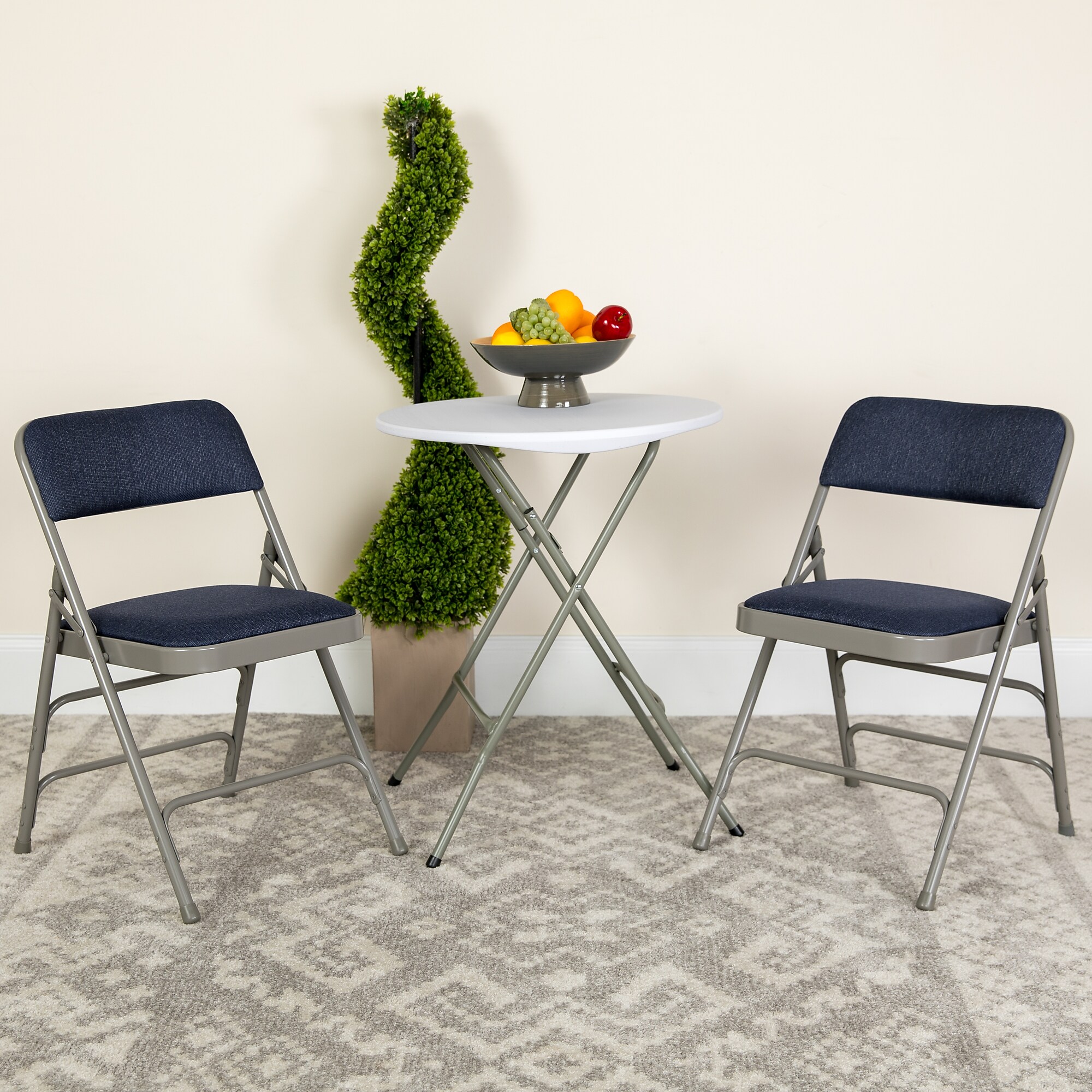 Flash Furniture HERCULES Series Fabric/Metal Folding Chair, Navy Blue, 2/Pack (2HAMC309AFNVY) Sansujyuku sansujyuku.com