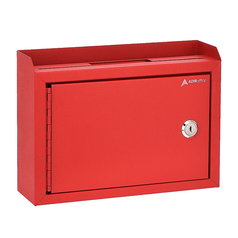 AdirOffice Wall Mountable Suggestion Drop Box, 9.75"W x 7"H x 3"D, Red (631-02-RED) image 1