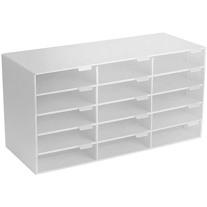 AdirOffice 15-Compartment Literature Organizer, 32" x 13", White (501-15-WHITE) image 1