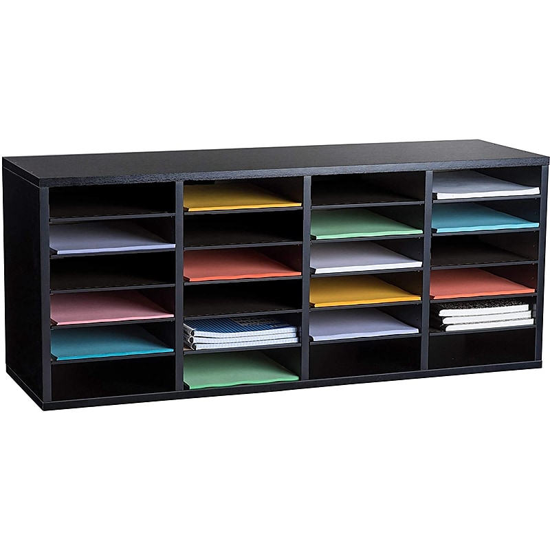 AdirOffice 500 Series 24-Compartment Literature Organizer, 39.3" x 11.8", Black (500-24-BLK) image 1