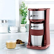 Adirchef Grab N' Go Personal Coffee Maker with 15 oz. Travel Mug, Ruby Red (800-01-RR)