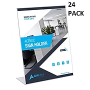 AdirOffice Sign Holder, 8.5" x 11", Clear Acrylic, 24/Pack (639-8511-12-2)