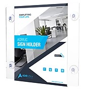 AdirOffice Window Sign Holder with Suction Cups, 8.5" x 11", Clear Acrylic, 24/Pack (639-8511-WSH-24)