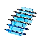 AdirOffice Horizontal 6-Slot Acrylic Pen Holder Display Stand, Crystal Blue, 2/Pack (650-CRB)