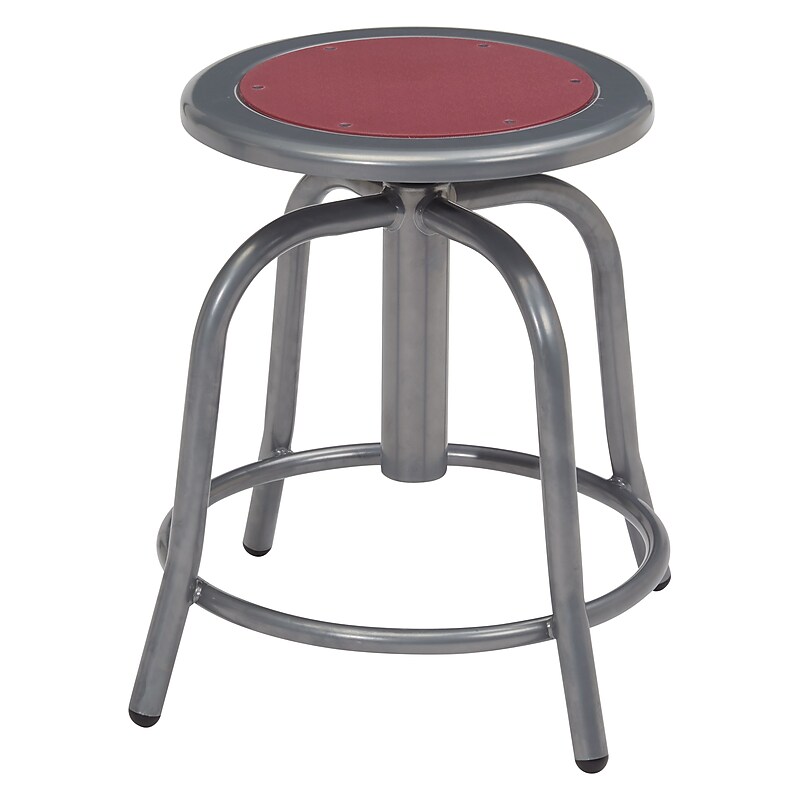 NPS 6800 Series Armless Steel Swivel Stool, Burgundy Seat, Gray Frame (6818-02) image 1