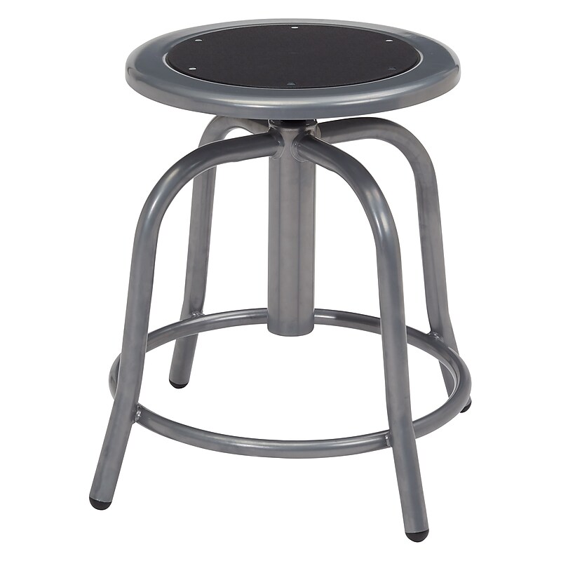 NPS 6800 Series Armless Steel Swivel Stool, Black Seat, Gray Frame (6810-02) image 1