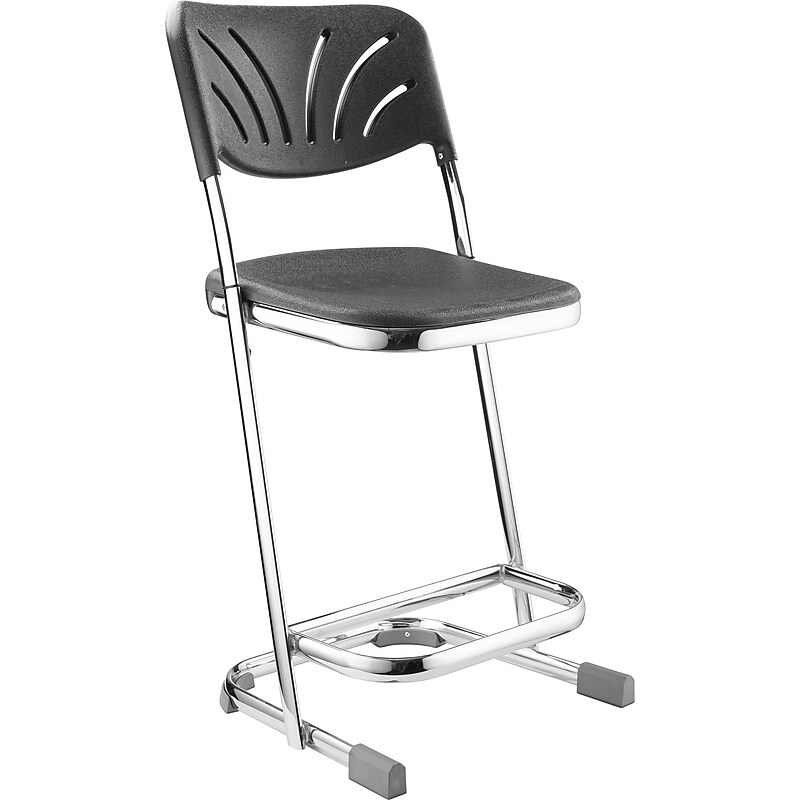 NPS 6600 Series Armless Blow-Molded Plastic 22" Ergonomic Z Stool With Backrest, Steel, Black (6622B) image 1