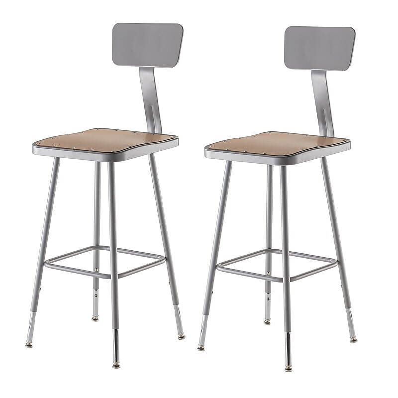 NPS 6300 Series Armless Wood/Steel Lab Stool With Backrest, Gray, 2/Pack (6324HB/2) image 1