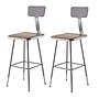 NPS 6300 Series Armless Wood/Steel Lab Stool With Backrest, Gray, 2/Pack (6324HB/2)~#|#~sp135113384_sc7