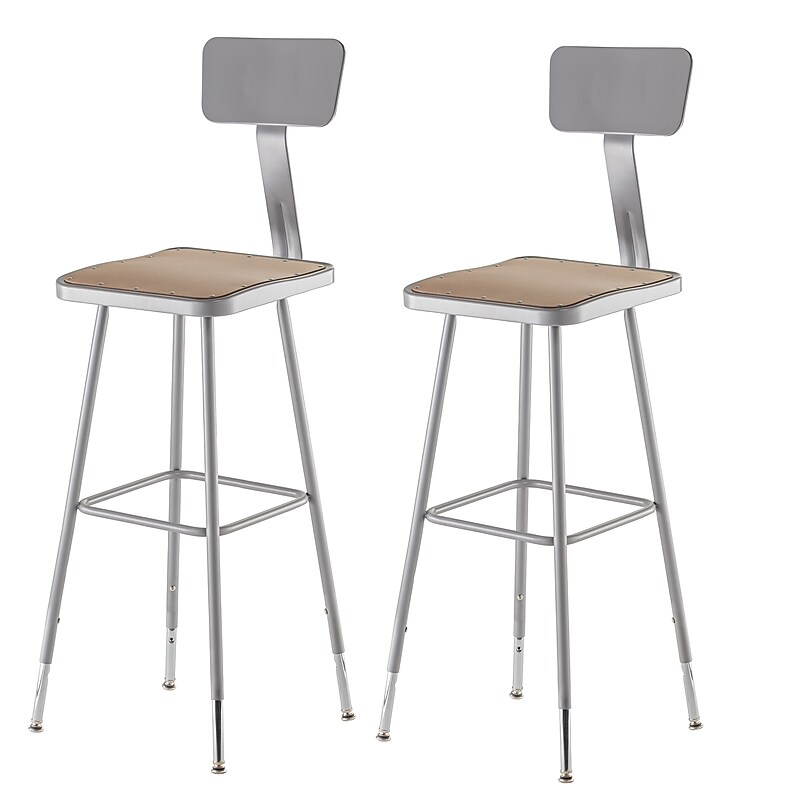 NPS 6300 Series Armless Wood/Steel Lab Stool With Backrest, Gray , 2/Pack (6330HB/2) image 1