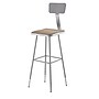 NPS 6300 Series Armless Wood/Steel Lab Stool With Backrest, Gray , 2/Pack (6330HB/2)~#|#~sp135113390_sc7