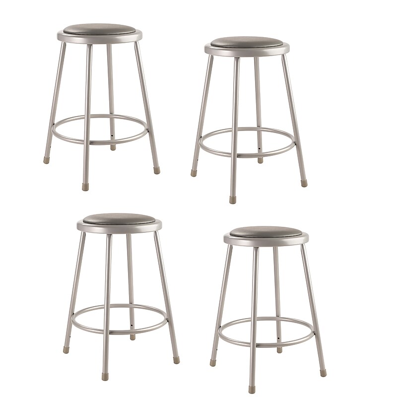 NPS 6400 Series Armless Vinyl Padded Round Stool, Gray, 4/Pack (6424/4) image 1