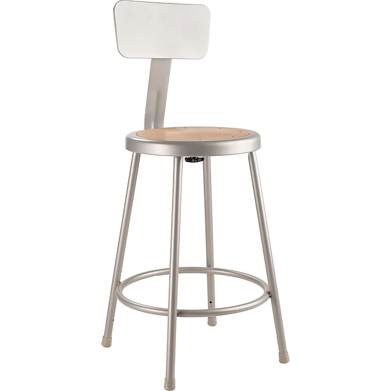 NPS 6200 Series Armless Wood 24" Stool with Backrest, Gray (6224B) image 1