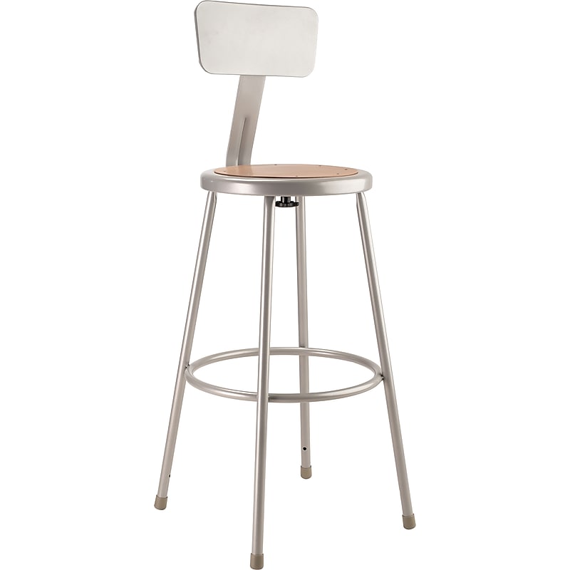 NPS 6200 Series Armless Wood 30" Stool with Backrest, Gray (6230B) image 1