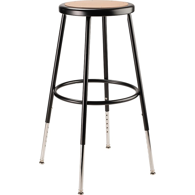 NPS 6200 Series Armless Wood Height Adjustable 24 Inch Stool, Black (6224H-10) image 1