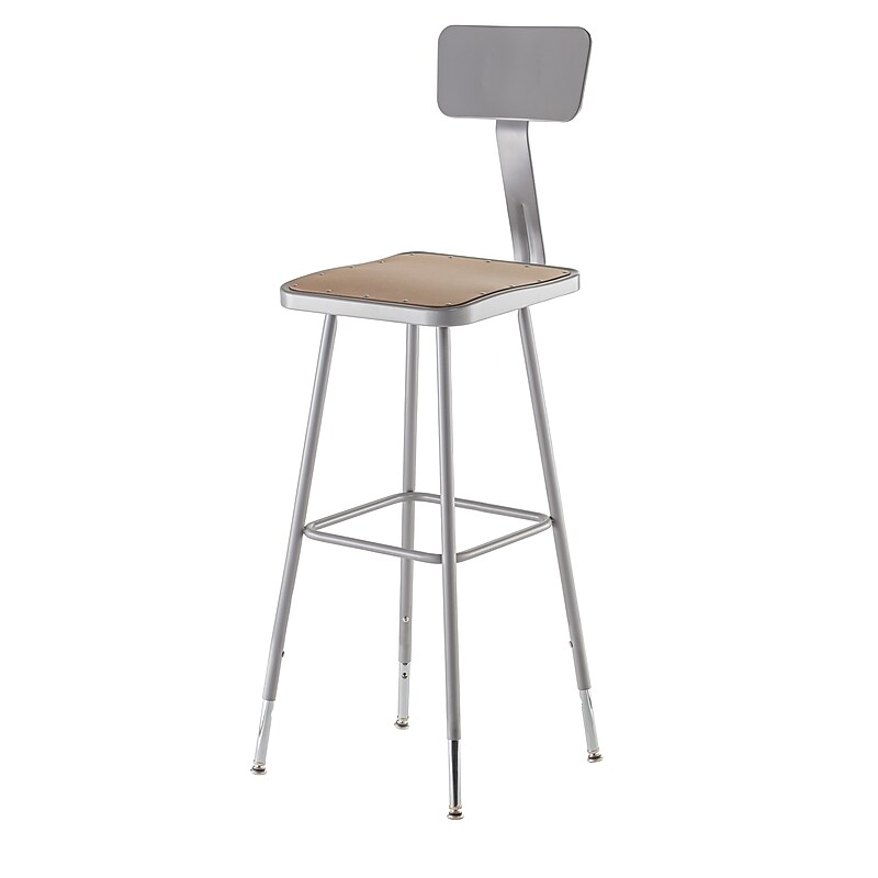 NPS 6300 Series Armless Wood/Steel Lab Stool With Backrest, Gray (6330HB) image 1