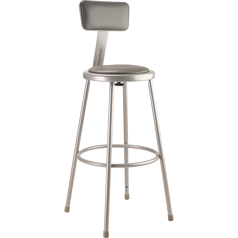 NPS 6400 Series Armless Vinyl Padded Lab Stool with Backrest, Gray (6430B) image 1