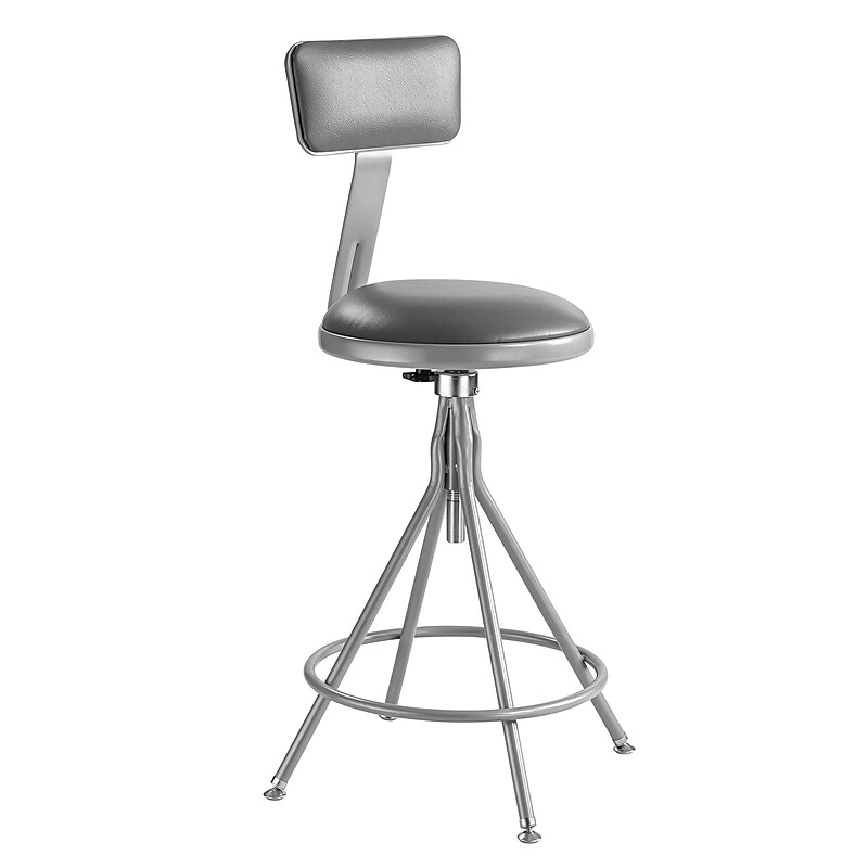 NPS 6500 Series Armless Vinyl Padded Lab Stool with Backrest, Gray (6524HB) image 1