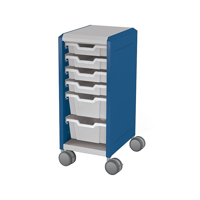 MooreCo Compass Mini H2 Mobile 6-Section Storage Cabinet, 36.13"H x 14.88"W x 19.13"D, Platinum/Navy Metal (B1A1J1C1X0) image 1