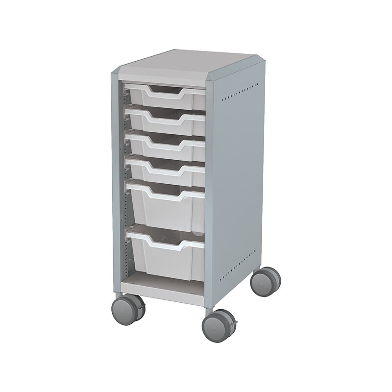 MooreCo Compass Mini H2 Mobile 6-Section Storage Cabinet, 36.13"H x 14.88"W x 19.13"D, Platinum/Cool Gray Metal (B1A1B1C1X0) image 1