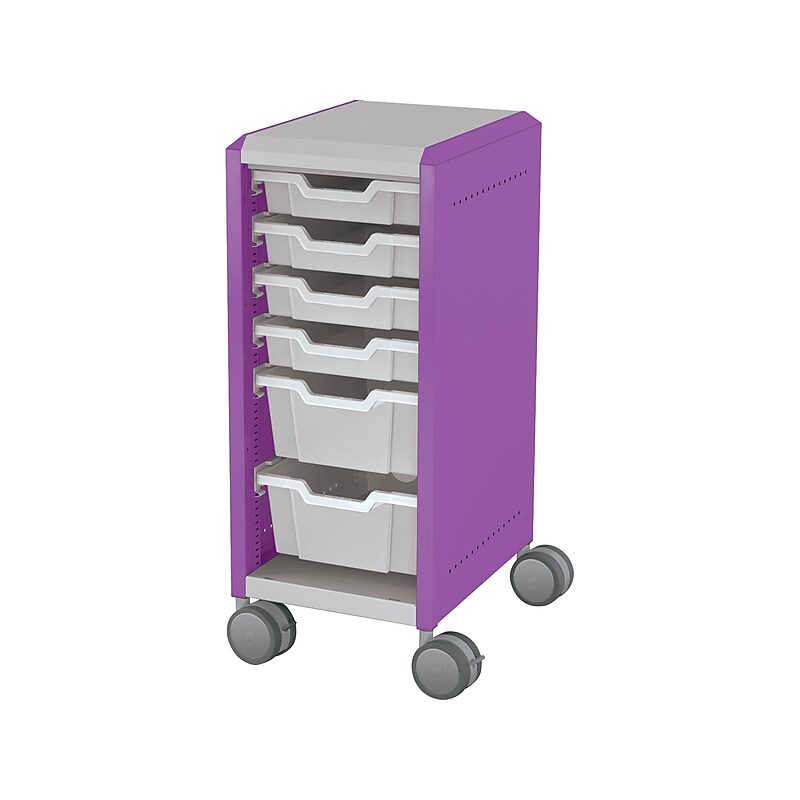 MooreCo Compass Mini H2 Mobile 6-Section Storage Cabinet, 36.13"H x 14.88"W x 19.13"D, Platinum/Purple Metal (B1A1D1C1X0) image 1