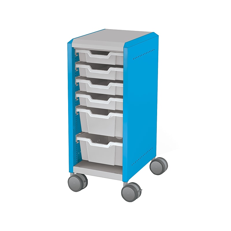 MooreCo Compass Mini H2 Mobile 6-Section Storage Cabinet, 36.13"H x 14.88"W x 19.13"D, Platinum/Blue Metal (B1A1E1C1X0) image 1