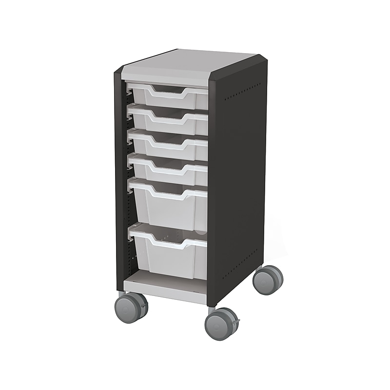 MooreCo Compass Mini H2 Mobile 6-Section Storage Cabinet, 36.13"H x 14.88"W x 19.13"D, Platinum/Black Metal (B1A1A1C1X0) image 1