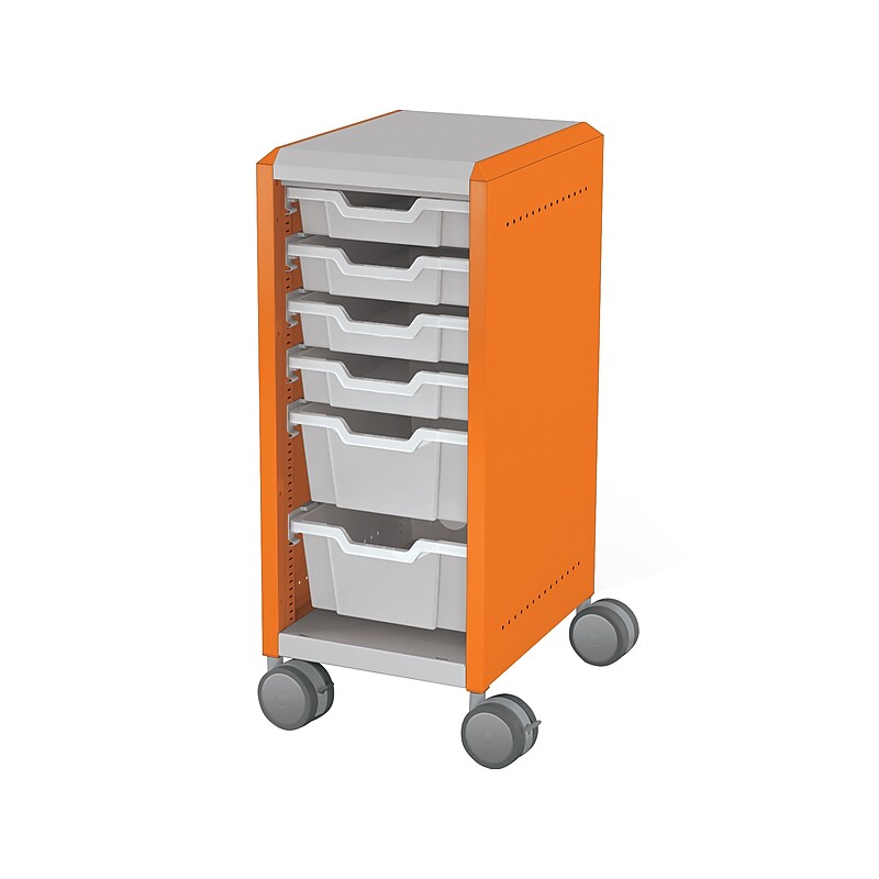 MooreCo Compass Mini H2 Mobile 6-Section Storage Cabinet, 36.13"H x 14.88"W x 19.13"D, Platinum/Orange Metal (B1A1H1C1X0) image 1