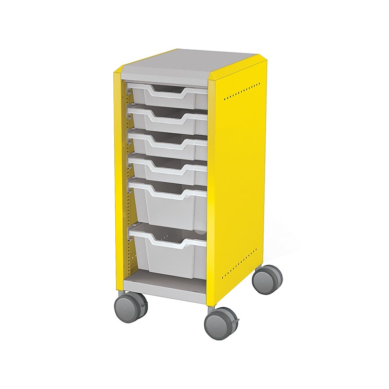 MooreCo Compass Mini H2 Mobile 6-Section Storage Cabinet, 36.13"H x 14.88"W x 19.13"D, Platinum/Yellow Metal (B1A1G1C1X0) image 1