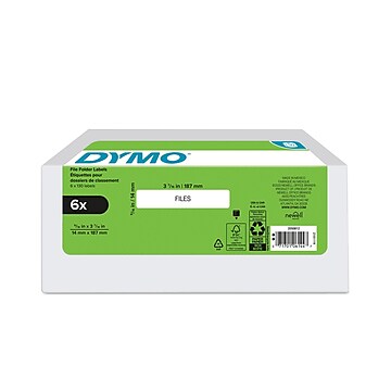 DYMO LW 1-Up File Folder Labels for LabelWriter Label Printers 30327 White 2 Rolls of 130 9/16 x 3-7/16 
