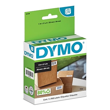 Dymo LabelWriter Multi-Purpose 30336 Label Printer Labels, 1"W, Black On White, 500/Box