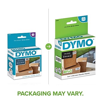 DYMO LabelWriter 30336 Multi-Purpose Labels, 2-1/5" x 1", Black on White, 500 Labels/Roll (30336)