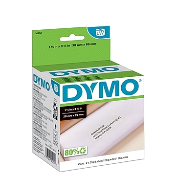 DYMO LabelWriter Address 30252 Label Printer Labels, 1-1/8"W, Black On White, 700/Box
