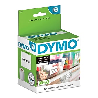Dymo LabelWriter Large Multi-Purpose 30324 Label Printer Labels, 2.13"W, Black On White, 320/Roll