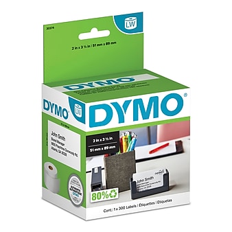 DYMO LabelWriter 30374 Non-Adhesive Business Cards, 3-1/2" x 2", Black on White, 300 Labels/Roll (30374)