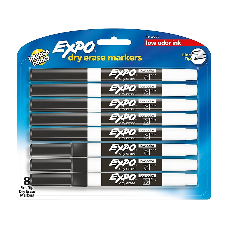 Expo Dry Erase Marker, Fine Tip, Black Ink, 8/Pack (2114555) image 1