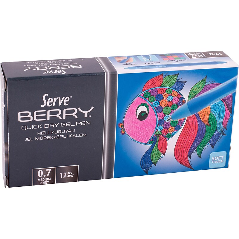 Serve Berry Retractable Gel Pen, Blue Ink, Dozen (SV-BRGEL07-12MV) image 1