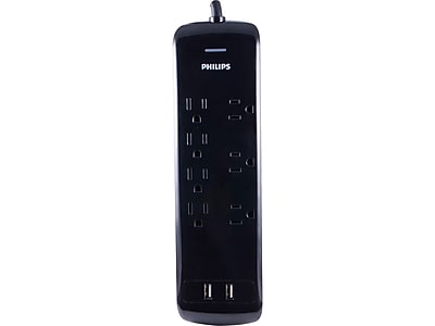 Philips 7-Outlet 2-USB Port Surge Protector, Black (SPP6270BC/37) Sansujyuku sansujyuku.com