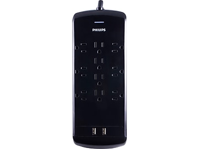Philips 10-Outlet 4-USB Port Surge Protector, 6′, Gray/Black (SPP6710BC/37) Sansujyuku sansujyuku.com