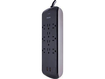 Philips 10-Outlet 4-USB Port Surge Protector, 6′, Gray/Black (SPP6710BC/37) Sansujyuku sansujyuku.com